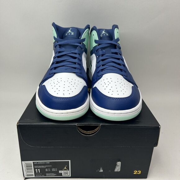 Nike Shoes Air Jordan 1 Mid Retro “Mystic Navy/Mint Foam” 2023 - Picture 2 of 5
